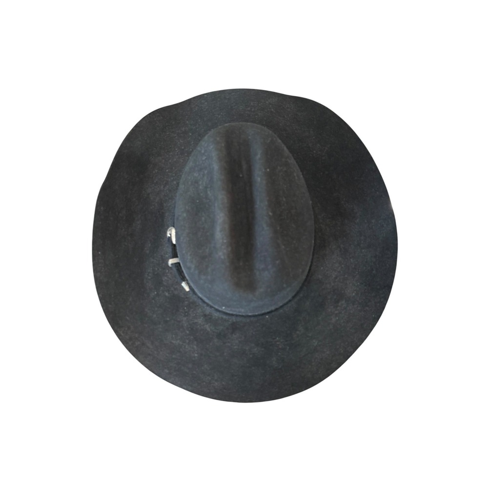 Justin XXX Western Wear Cowboy Hat Unisex 7 1/8th 57 Black Wool Cowgirl Buckle - Picture 8 of 15